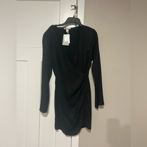 H&M Black Long Sleeve Wrap Dress